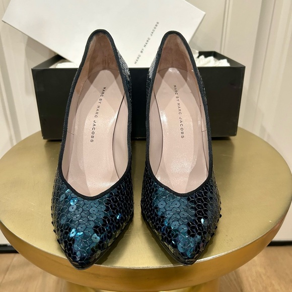 Marc by Marc Jacobs Shimmering Blue Sequin Heels - Picture 5 of 7